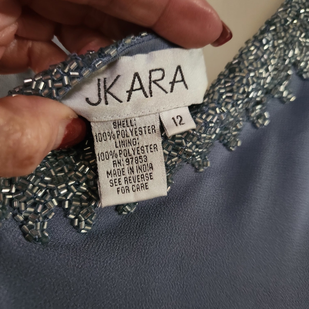 J Kara Beaded Gown in Soft Blue